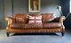 1001. Chesterfield Leather Vintage & Distressed 3 Seater Sofa Brown Tan Courier