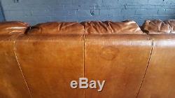 1001. Chesterfield Leather vintage & distressed 3 Seater Sofa brown Tan Courier