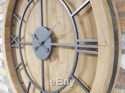 100CM Extra Large Rustic Round Clock Oversized Roman Numerals Vintage Style Time