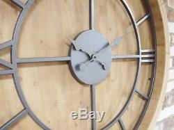 100CM Extra Large Rustic Round Clock Oversized Roman Numerals Vintage Style Time