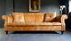 1012. Chesterfield Leather Vintage & Distressed 3/4 Seater Sofa Light Tan Courier