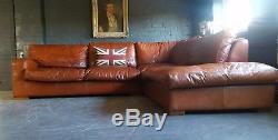 1022. Quality John Lewis Vintage 3 seater Leather Club Corner suite rrp £3000