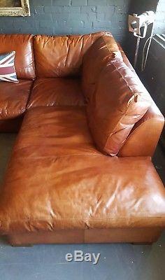 1022. Quality John Lewis Vintage 3 seater Leather Club Corner suite rrp £3000