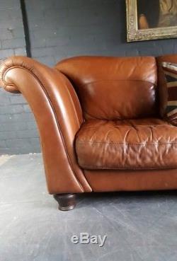 1030. Chesterfield Leather vintage & distressed 3 Seater Sofa brown Courier Av
