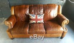 10. Chesterfield Leather vintage & distressed 3 Seater Sofa brown Tan Courier