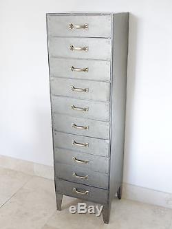 10 Drawer Chest Of Drawers Tall Boy Industrial Vintage Metal Storage Cabinet New