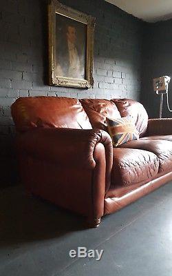 125 Chesterfield Leather vintage & distressed 3 Seater Sofa tan brown Courier av