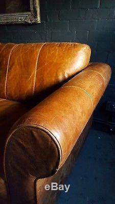 126 Chesterfield vintage 3 seater Leather tan brown Corner Suite courier av
