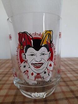 12 Kings Glass Tumblers & Jolly Joker Ice Bucket Set Vintage Poker Night Set