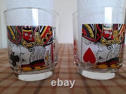 12 Kings Glass Tumblers & Jolly Joker Ice Bucket Set Vintage Poker Night Set