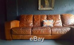 132 Chesterfield vintage 4 seater leather tan Club brown Corner suite courier av