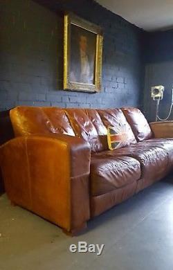 132 Chesterfield vintage 4 seater leather tan Club brown Corner suite courier av