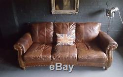 134 Chesterfield vintage 3 seater leather Club brown courier av