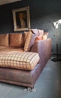 136 Chesterfield vintage 3 seater Leather brown Corner Suite courier av