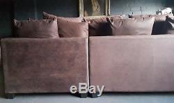 136 Chesterfield vintage 3 seater Leather brown Corner Suite courier av