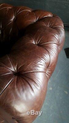 14. Chesterfield Leather vintage & distressed 2 Seater Sofa brown Courier Av