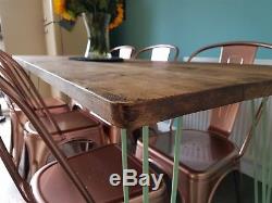 150x90cm Rustic Solid Kitchen Dining Table & Industrial Steel Hairpin Legs