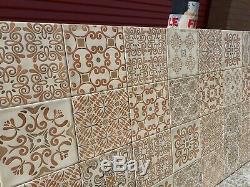 15x15cm glossy cream pattern design vintage effect wall tiles lot of 5m2