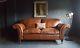 165 Laura Ashley Vintage 3 Seater Leather Club Brown Chesterfield Courier Av