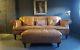 172 Chesterfield Leather Vintage 3 Seater Sofa & Pouffe Tan Courier Av