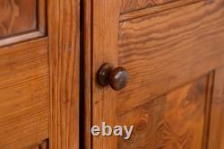 1910 Vintage Pitch Pine Tall Cupboard With Multiple Storage Shelves