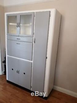 1950s 1960s Original Kitchen Larder Unit Refurbished Grey White Retro Vintage
