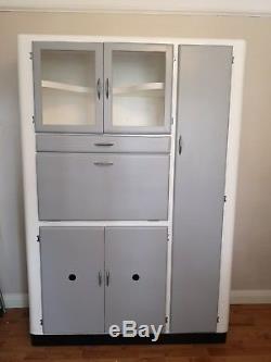 1950s 1960s Original Kitchen Larder Unit Refurbished Grey White Retro Vintage