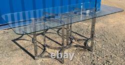 1970's Vintage Merrow Associates Dining Table Chrome & Glass FREE Delivery