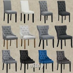 1/2/4/6 Dining Chairs Armchair High Back Linen/Velvet Upholstered Wood Legs Home