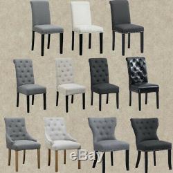 1/2/4/6 Dining Chairs Armchair High Back Linen/Velvet Upholstered Wood Legs Home
