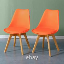 1/2/4 Wooded Dining Chairs Solid Wood PU Padded Seat PP Plastic Dining Room