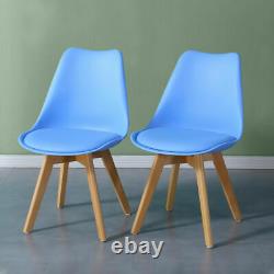 1/2/4 Wooded Dining Chairs Solid Wood PU Padded Seat PP Plastic Dining Room