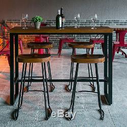 1/2/4x Vintage Industrial Bar Stools Chair Retro Kitchen Counter Wooden Seat Pub