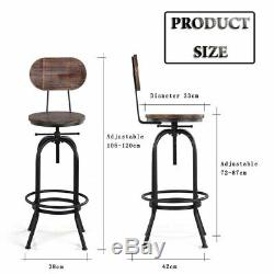1/2/4x Vintage Industrial Bar Stools High Kitchen Counter Wooden Seat & Back NEW