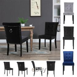 1/2 Pcs Velvet Dining Chair with Knocker/Ring Back Dining Room Kitchen Chairs