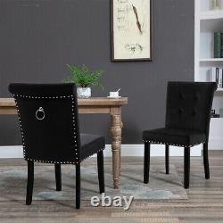 1/2 Pcs Velvet Dining Chair with Knocker/Ring Back Dining Room Kitchen Chairs