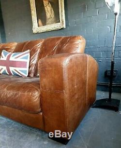 2003. Chesterfield Leather vintage & distressed 3 Seater Corner Sofa tan Brown