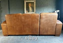 2003. Chesterfield Leather vintage & distressed 3 Seater Corner Sofa tan Brown