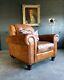 2004. Chesterfield Tan Distressed Vintage Club Leather Armchair Courier Available