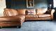 2021. Chesterfield Vintage Light Tan 3 Seater Leather Club Corner Suite Courier