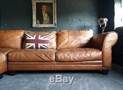 2021. Chesterfield Vintage Light tan 3 Seater Leather Club Corner suite courier