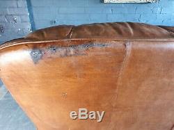 2026. Chesterfield Leather vintage & distressed 3 Seater Sofa tan brown Courier