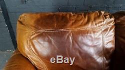 2034. Chesterfield Leather vintage & distressed 3 Seater Sofa brown Tan Courier