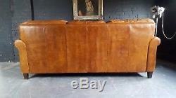 2034. Chesterfield Leather vintage & distressed 3 Seater Sofa brown Tan Courier