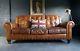 2040. Chesterfield Leather Vintage & Distressed 3 Seater Sofa Brown Tan Courier