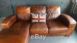2044. Chesterfield Vintage tan 3 Seater Leather Club Corner suite courier av