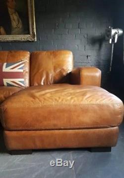 2046. Chesterfield Vintage tan 3 Seater Leather Club Corner suite courier av