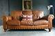 2048. Chesterfield Leather Vintage & Distressed 3 Seater Sofa Tan Brown Courier