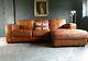2056. Chesterfield Leather Vintage & Distressed 3 Seater Corner Sofa Tan Brown