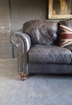 2075 Chesterfield Vintage 3 Seater Leather Club Sofa & Matching Chair Grey Green